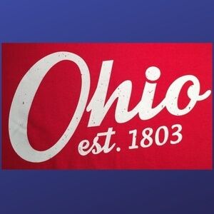 Ohio EST. 1803 Tee Shirt, 100% Cotton, Short Sleeve, RED/WHITE, X-Large, NWT*